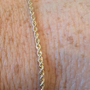 10k Gold Rope Bracelet 6.5 in. - NEW